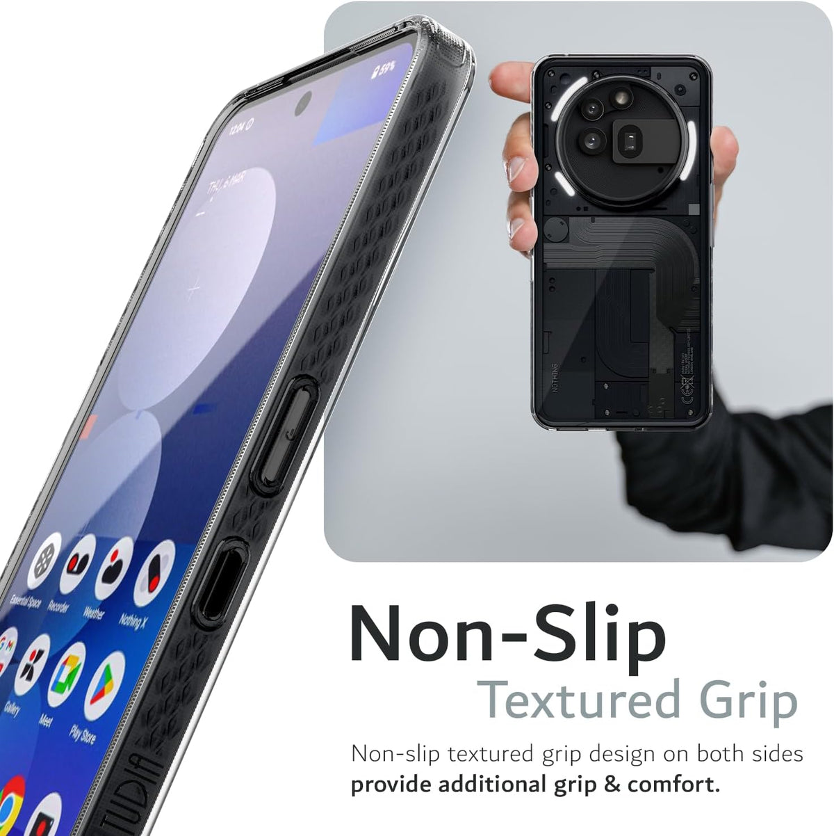 TUDIA Clear Fit Hülle für Nothing Phone 3a Pro