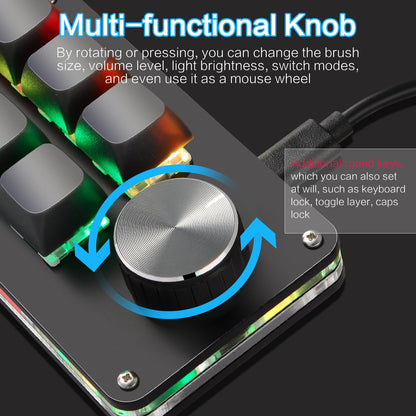 Koolertron 4 Tasten Programmierbare Tastatur Tragbar Mini mit Drehknopf