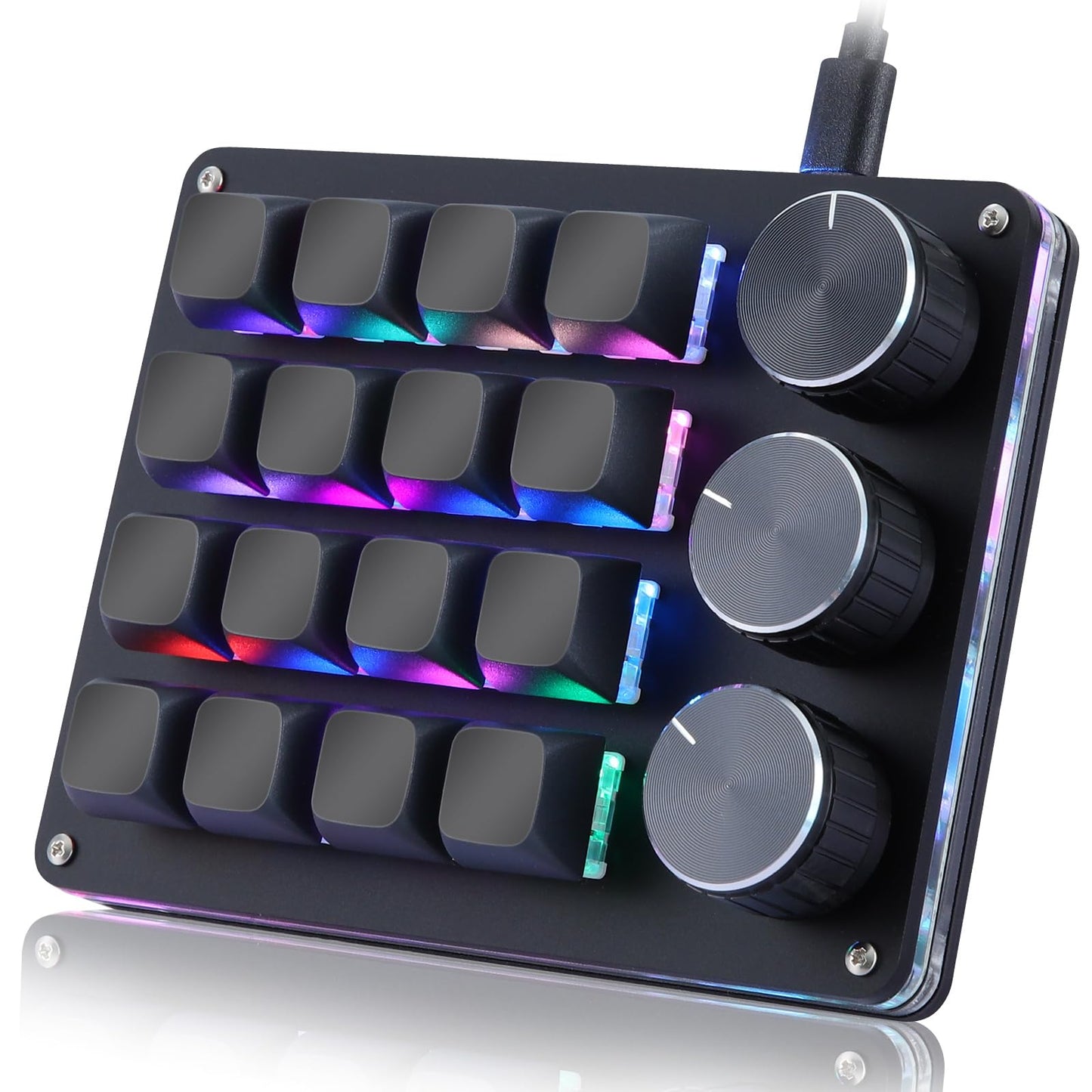 Koolertron 4 Tasten Programmierbare Tastatur Tragbar Mini mit Drehknopf