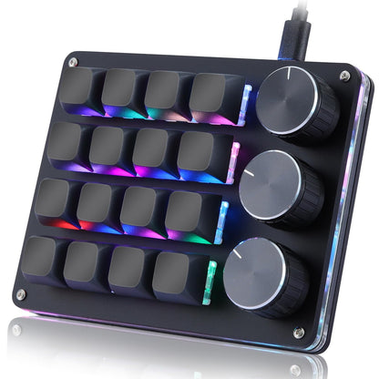 Koolertron 4 Tasten Programmierbare Tastatur Tragbar Mini mit Drehknopf