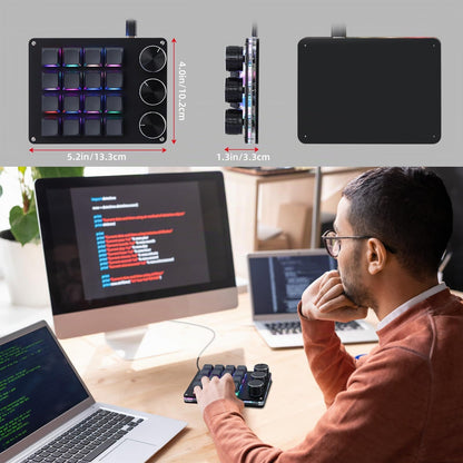 Koolertron 4 Tasten Programmierbare Tastatur Tragbar Mini mit Drehknopf