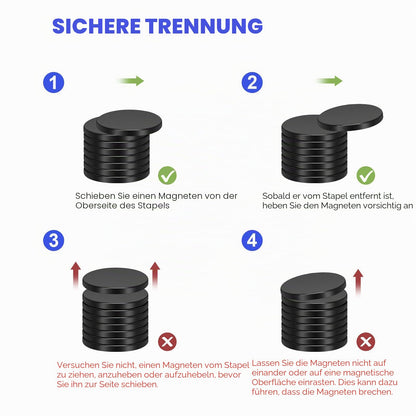 Wukong Schwarz Neodym Magnete Selbstklebend Extra Stark 20x3mm | 6 Stück, Mini Runde Magnete Heavy Duty für Magnettafel Whiteboard Kühlschrank