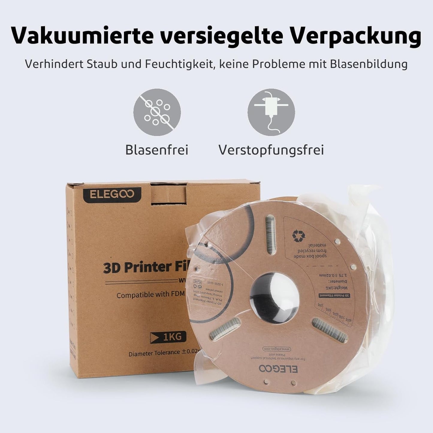 ELEGOO PLA Filament 1.75mm Schwarz 1KG