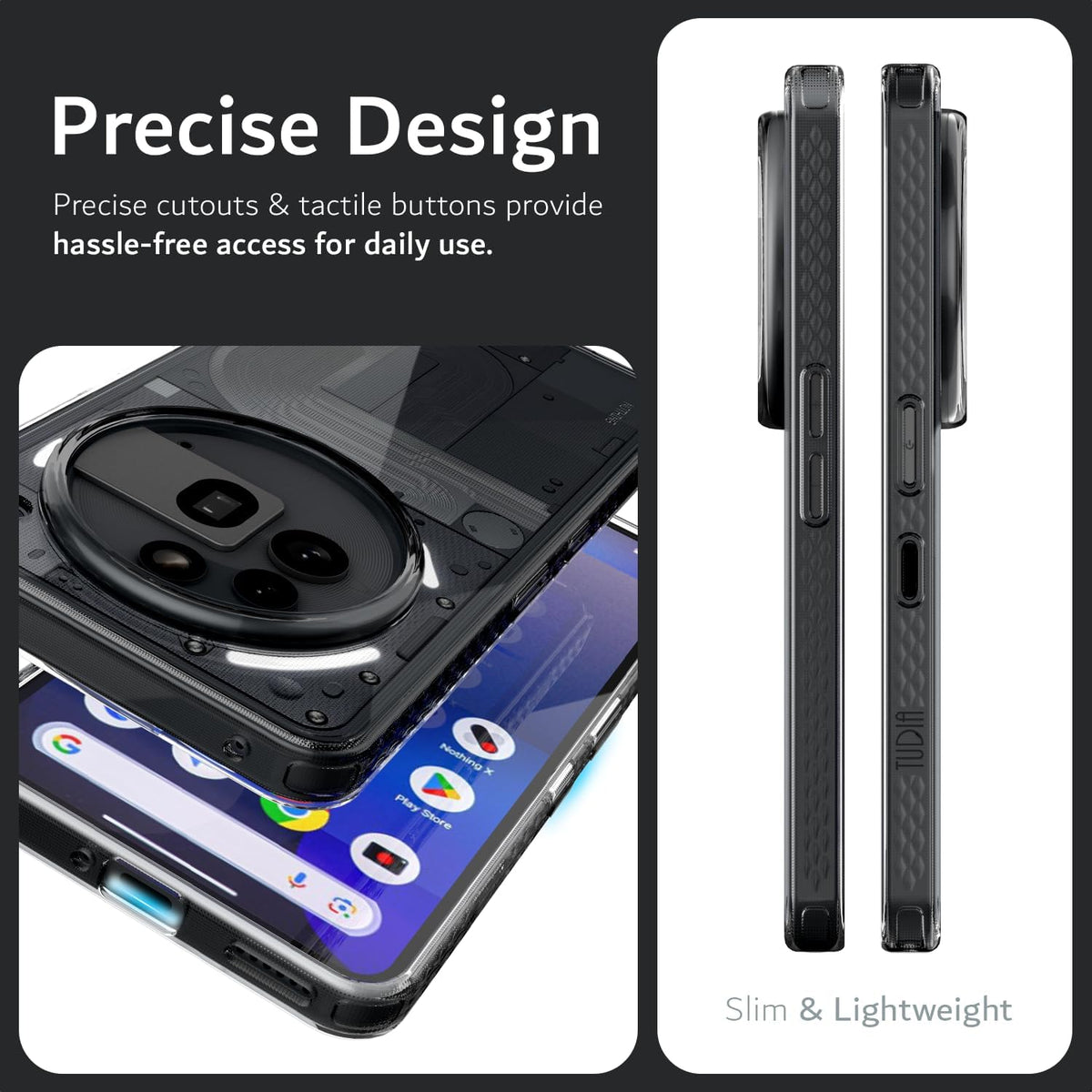 TUDIA Clear Fit Hülle für Nothing Phone 3a Pro
