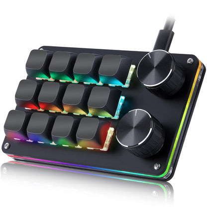 Koolertron 4 Tasten Programmierbare Tastatur Tragbar Mini mit Drehknopf