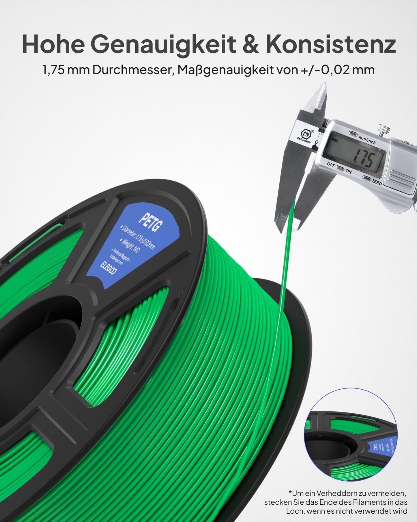 ELEGOO PETG Filament 1,75 mm Grau 1 KG