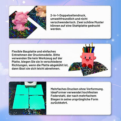 IdeaFormer Doppelseitig Schwarz Texturiert PEI Federstahl-Druckplatte alle Größen