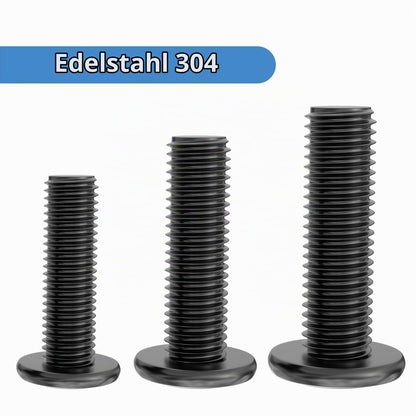 30 Stück Flachkopfschrauben M4 x 40 mm, Schwarz Schrauben A2 V2A