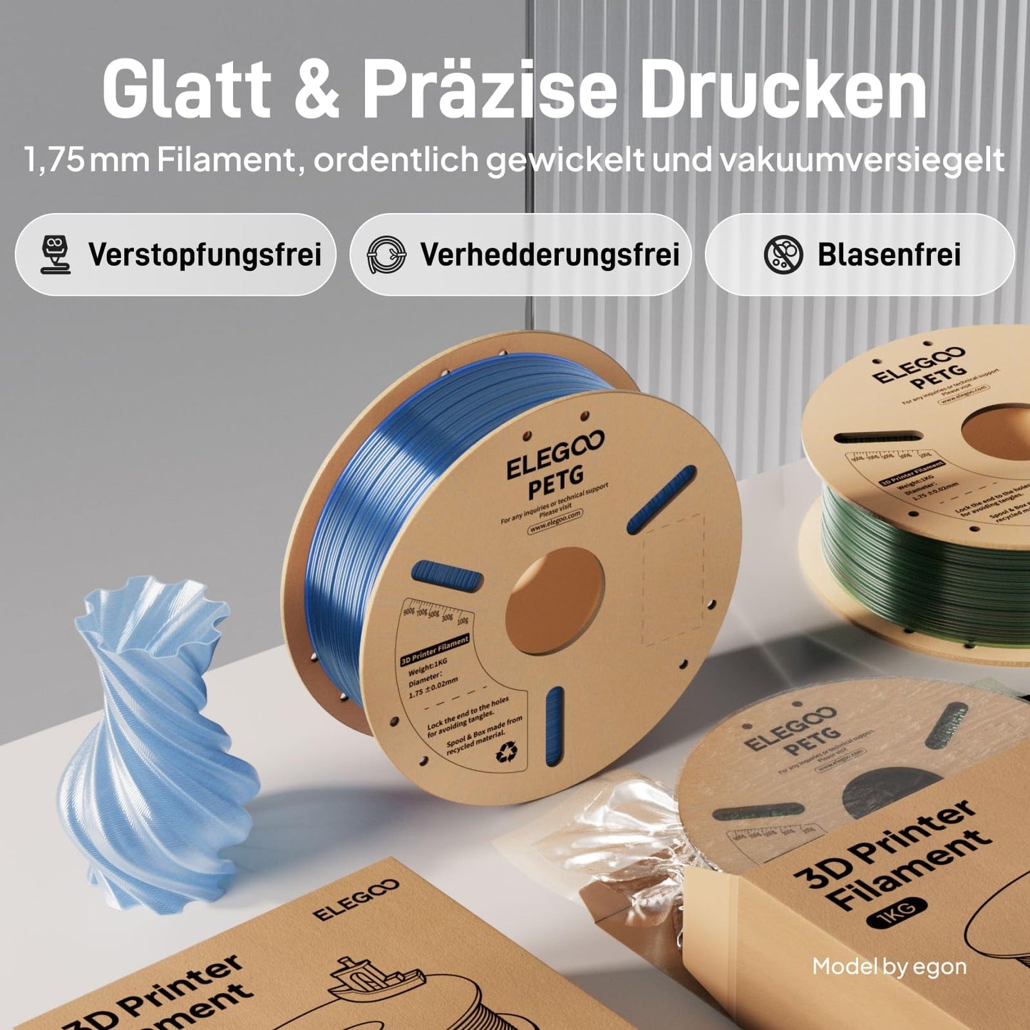 ELEGOO PETG Filament 1,75 mm Grau 1 KG