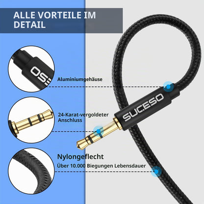 Klinke Audio Verlängerungskabel Aux Kabel Nylon 3.5mm Stereo