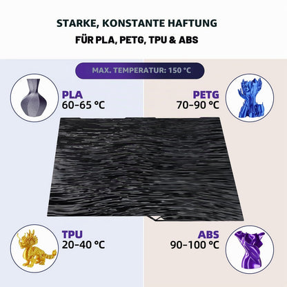 IdeaFormer Doppelseitig Schwarz Texturiert PEI Federstahl-Druckplatte alle Größen