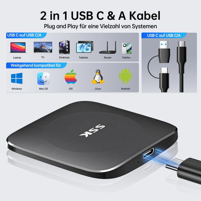 SSK Externe SSD - USB3.2 für iPhone/Android/Windows/Tablet/Mac/Xbox