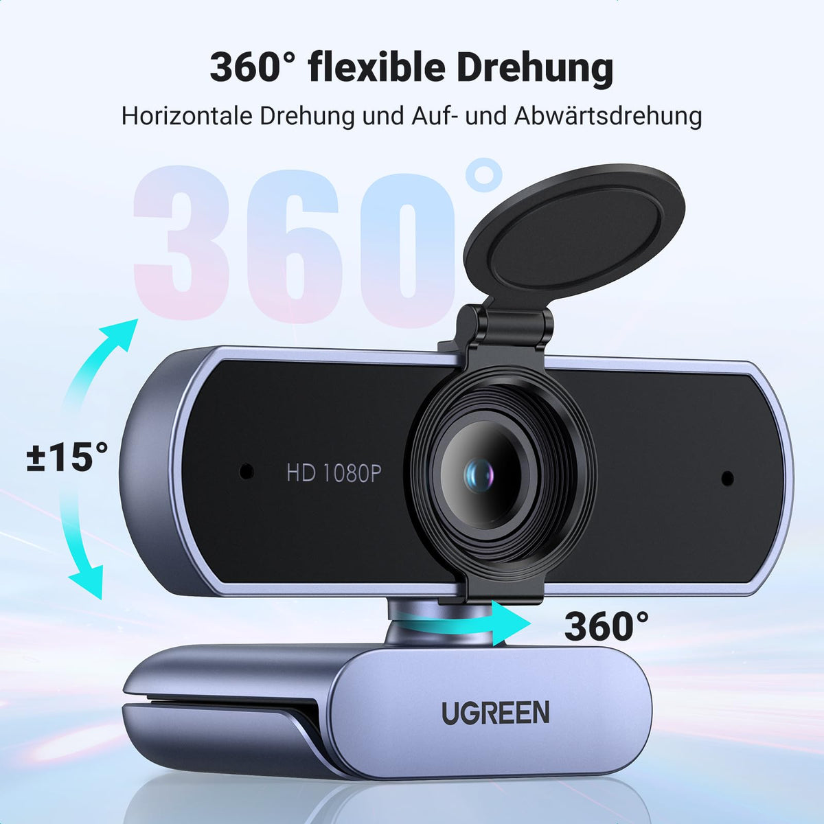 UGREEN FineCam Lite 1080P, Dual-Mikrofon, Fixfokus, mit Privacy Cover