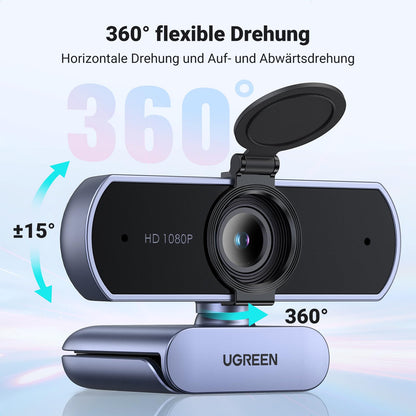 UGREEN FineCam Lite 1080P, Dual-Mikrofon, Fixfokus, mit Privacy Cover
