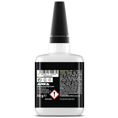 Sekundenkleber 3D Druck flüssig 50 g - Filament Kleber PLA ABS PETG TPU ASA | Allround, präzise dosierbar, transparent, wasserfest, hitzebeständig, Anti-Austrocknungsspitze, Modellbau, Drucker Zubehör