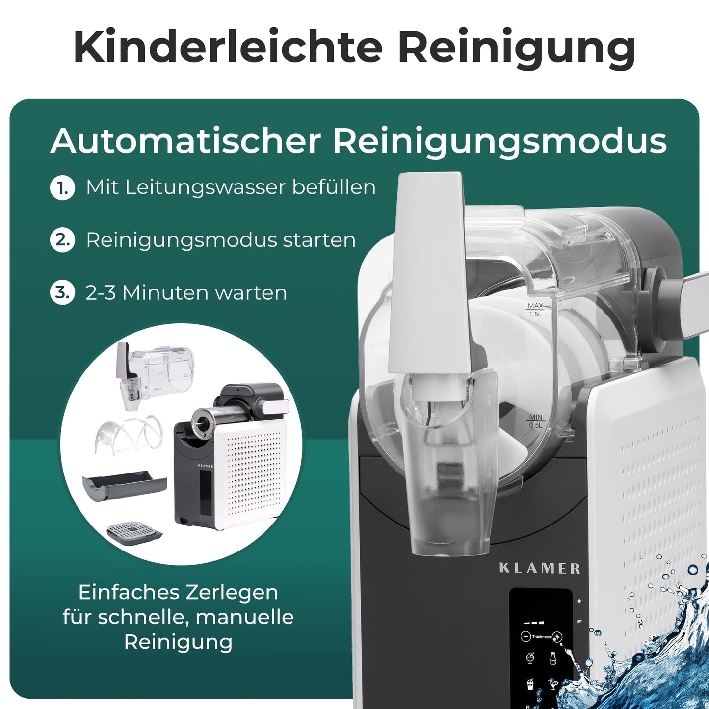 KLAMER Slush Maschine, mit 5 Programmen