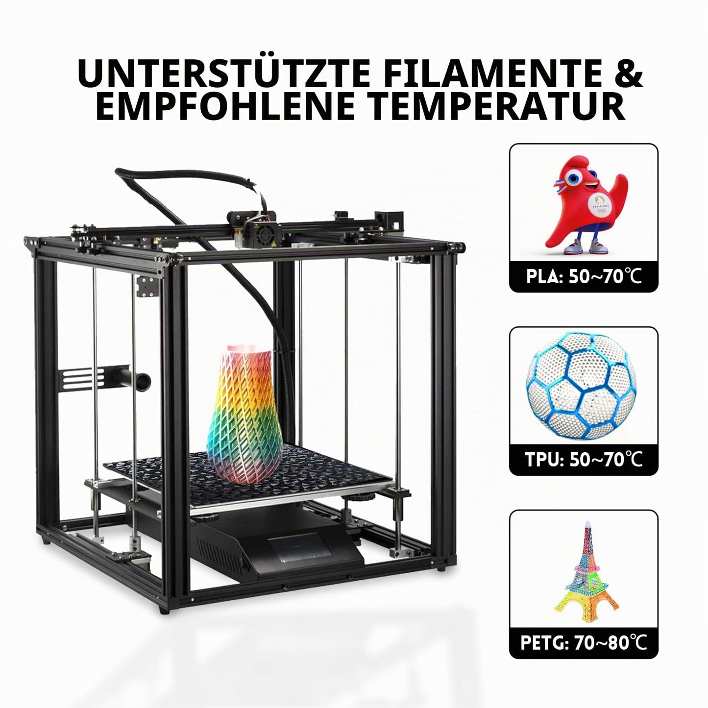 IdeaFormer Doppelseitig Schwarz Texturiert PEI Federstahl-Druckplatte alle Größen