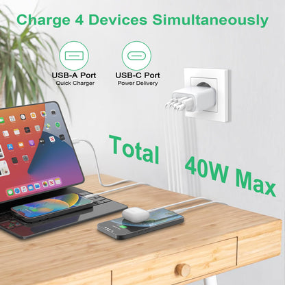 40W USB C Schnellladegerät - 2er-Pack - 4 Port