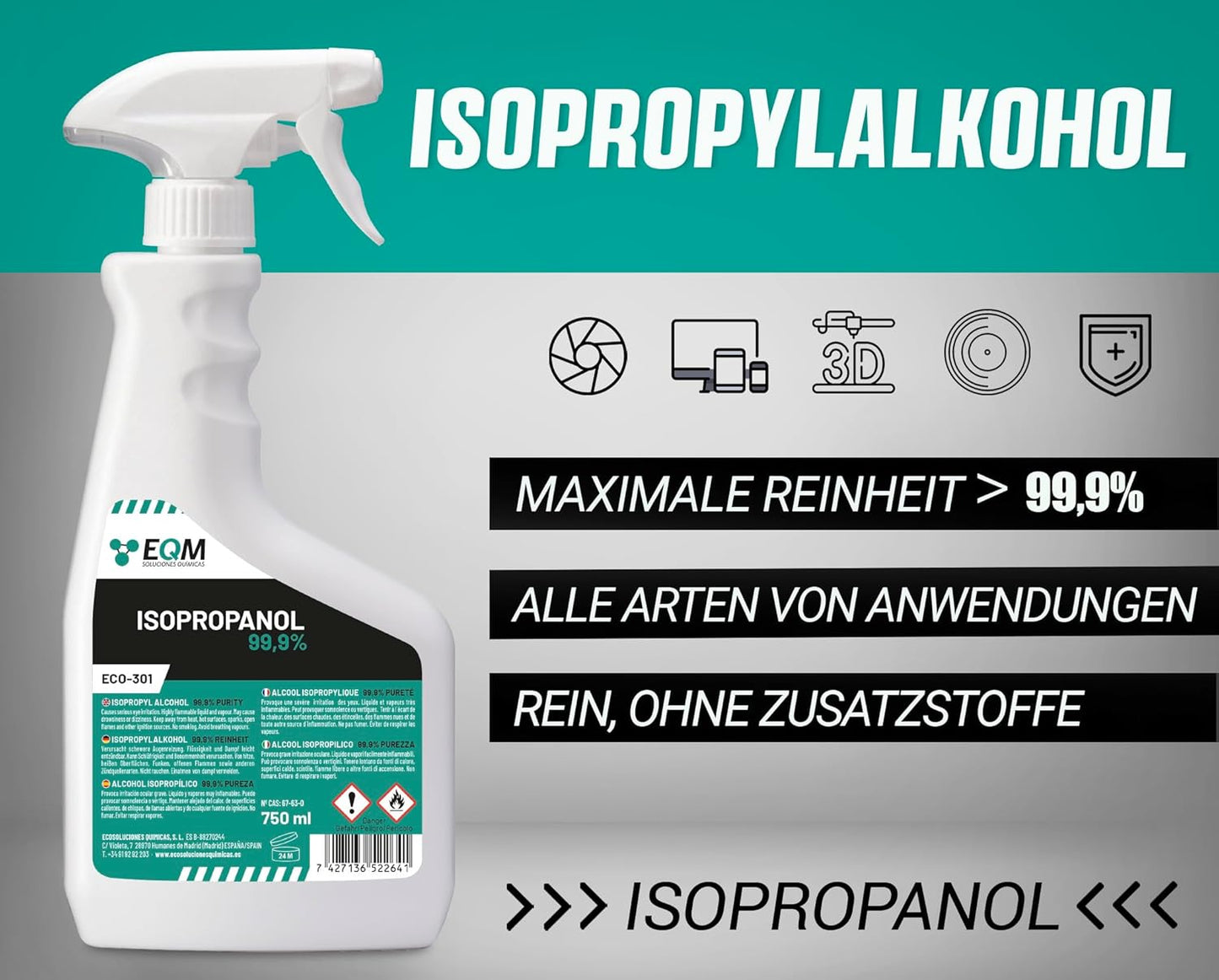 EQM - ECO-301 - Isopropylalkohol/Isopropanol 99.9% 1L