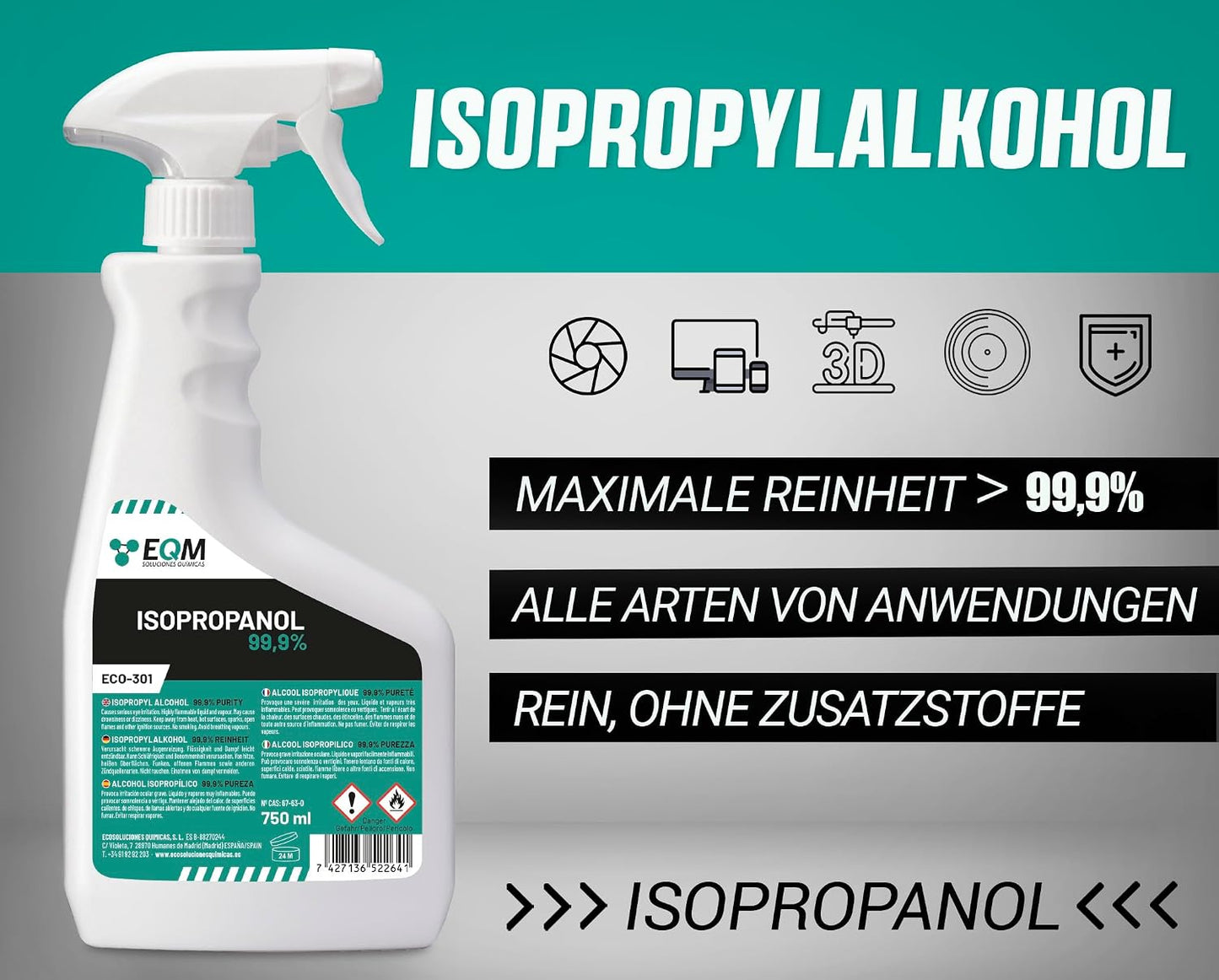EQM - ECO-301 - Isopropylalkohol/Isopropanol 99.9% 1L