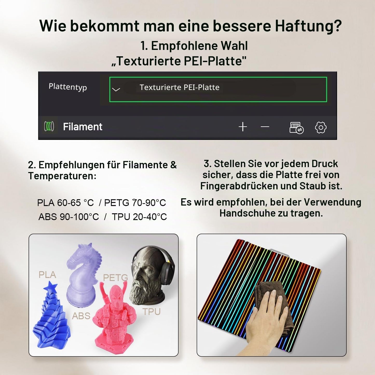 IdeaFormer Doppelseitig Schwarz Texturiert PEI Federstahl-Druckplatte alle Größen