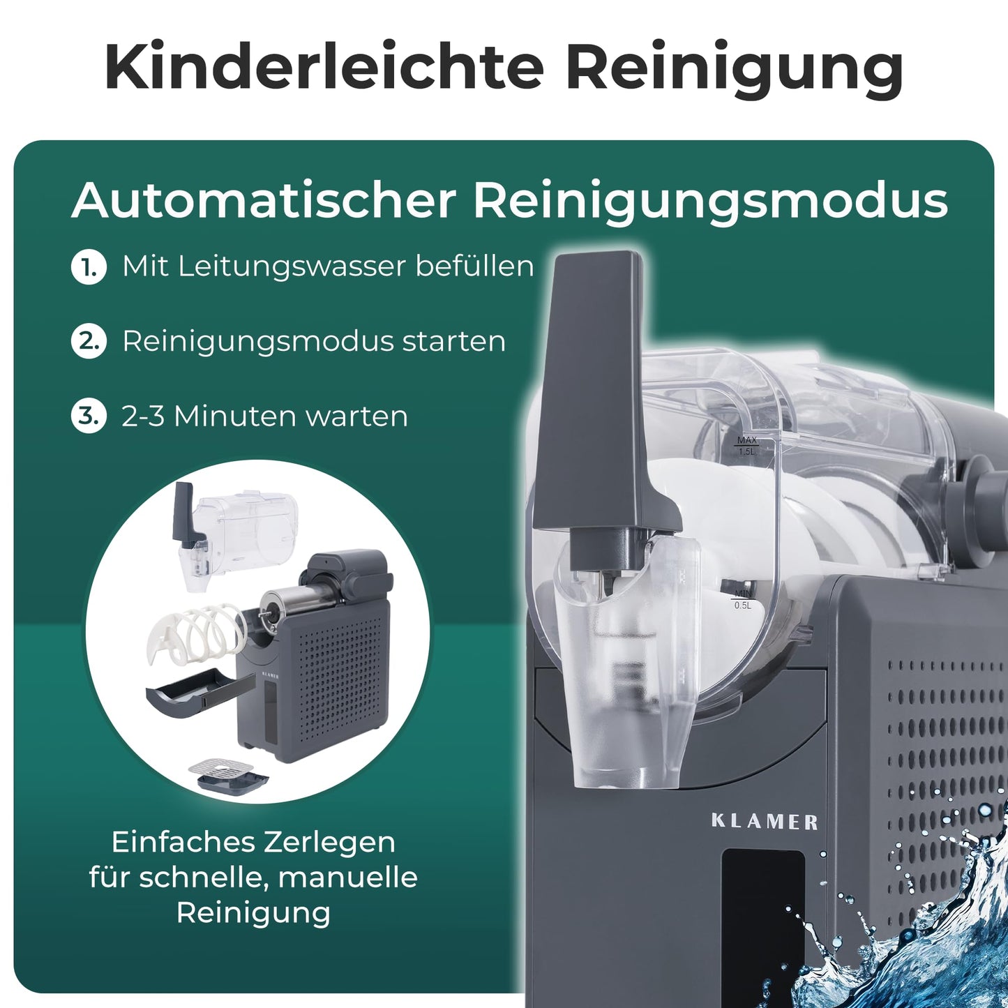 KLAMER Slush Maschine, mit 5 Programmen