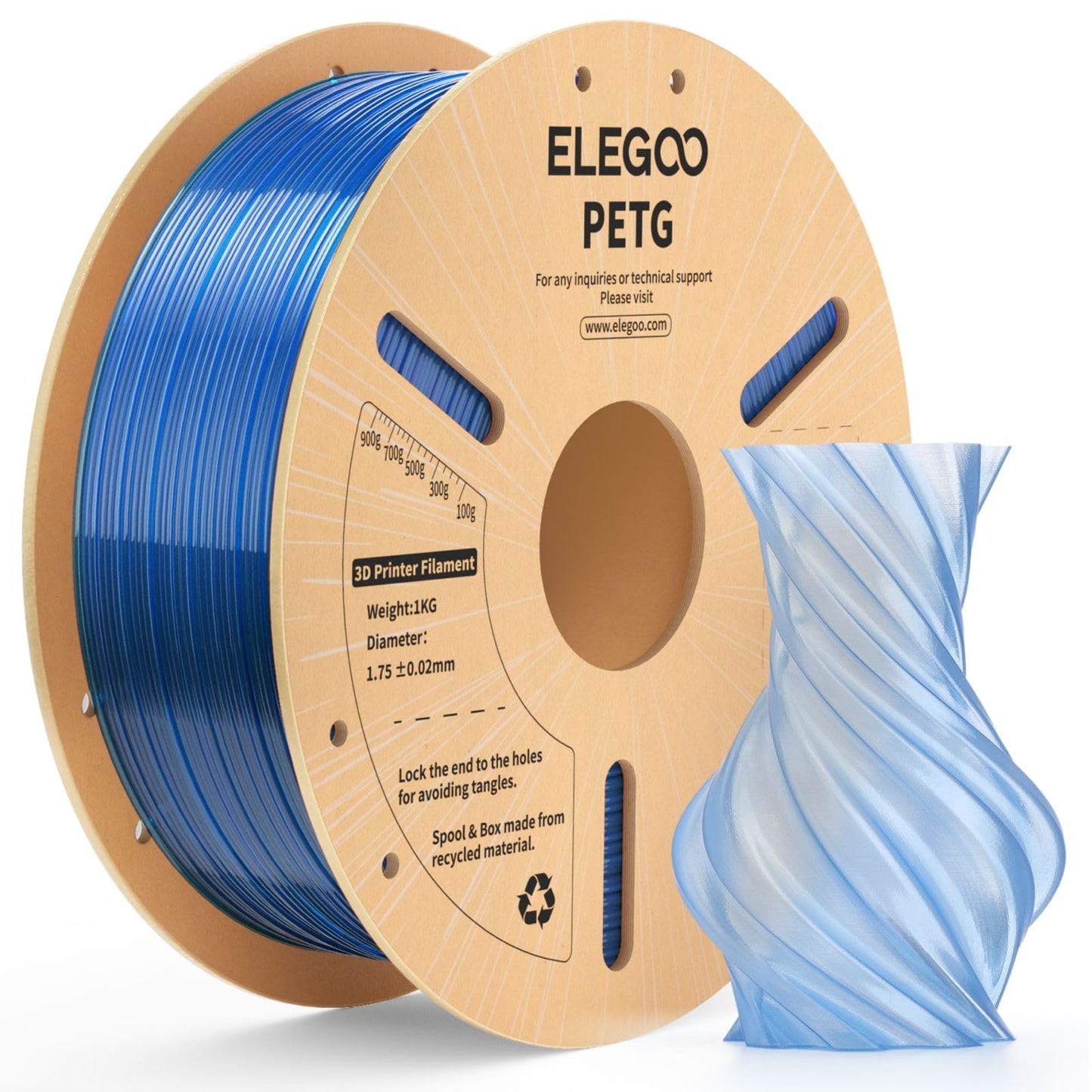 ELEGOO PETG Filament 1,75 mm Grau 1 KG