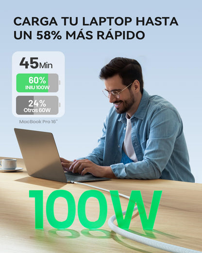 INIU USB C Kabel, 2m - 100W Power - Für Smartphones, Tablets & MacBooks (Notebooks)