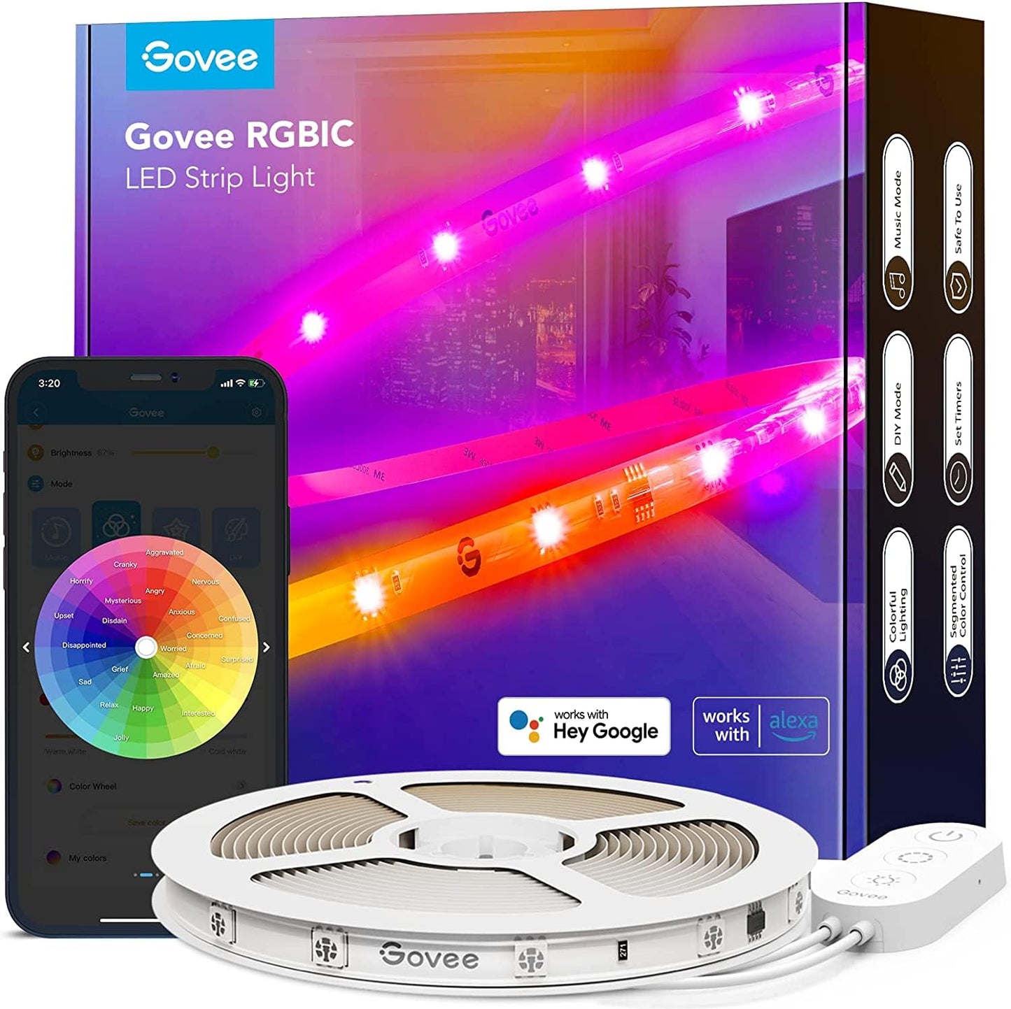 Govee RGBIC Pro 5m, Smart LED Strip mit Alexa & Google Assistant