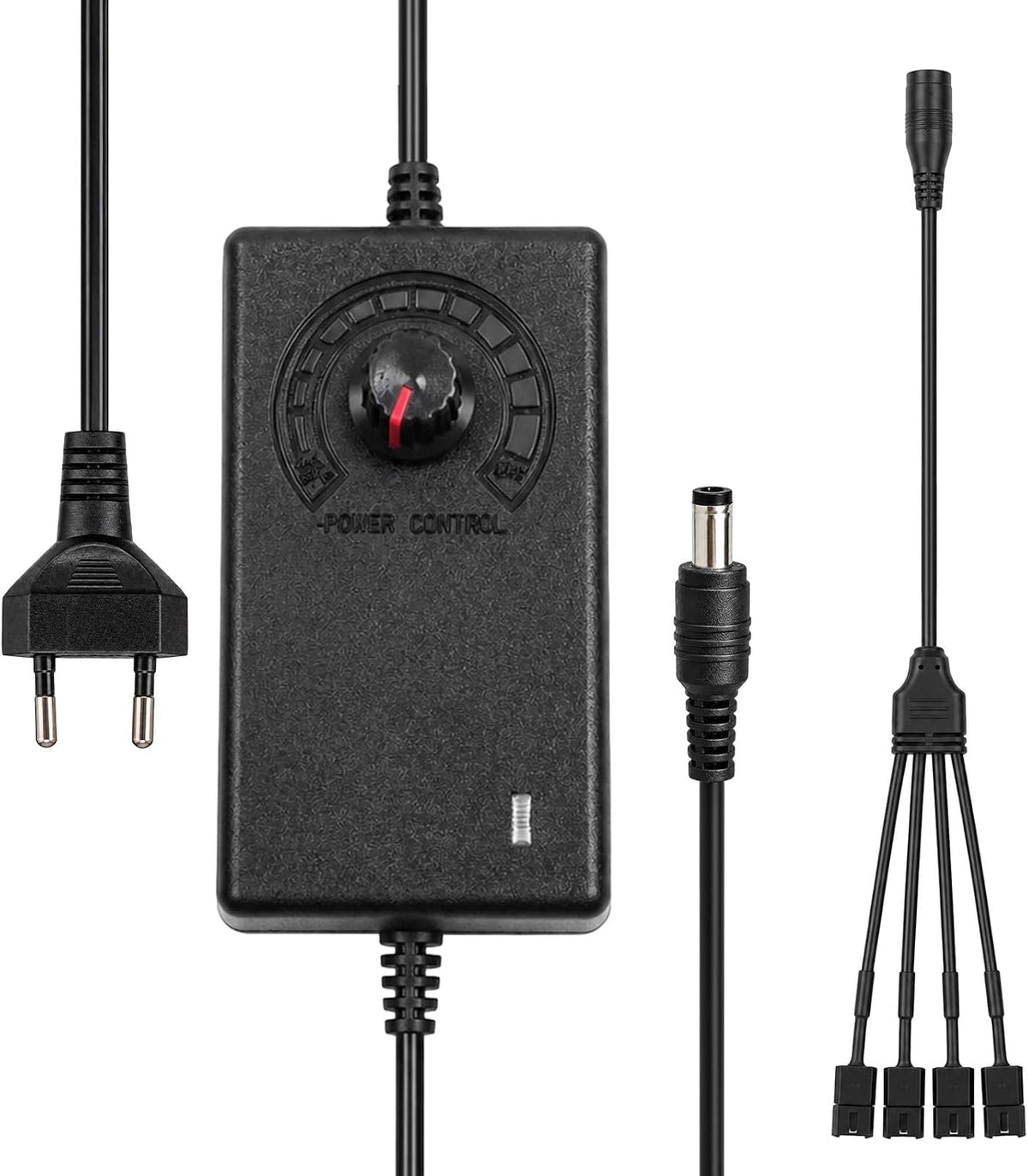 PWM Lüftersteuerung 12V 2A mit Netzteil und 1 auf 4 Lüfter Verteiler