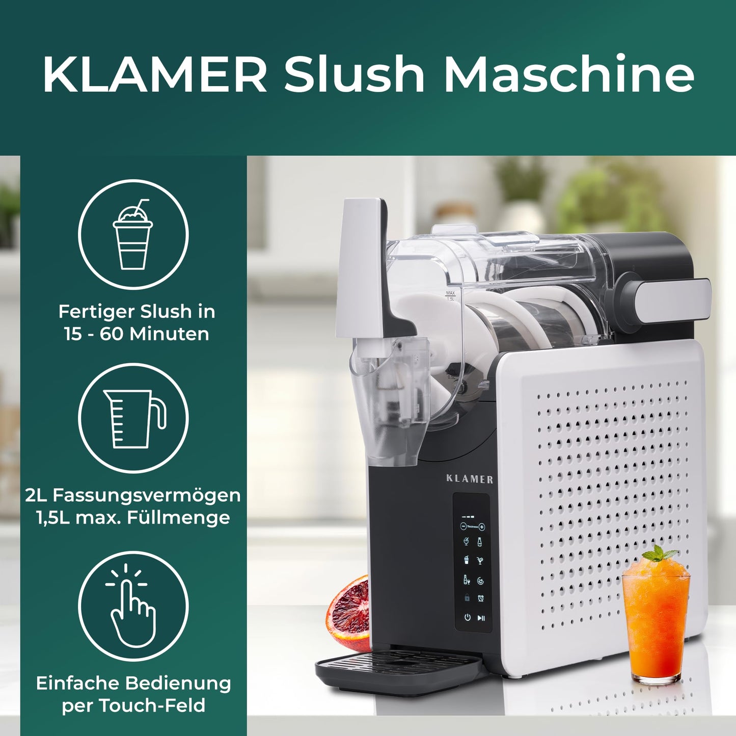 KLAMER Slush Maschine, mit 5 Programmen