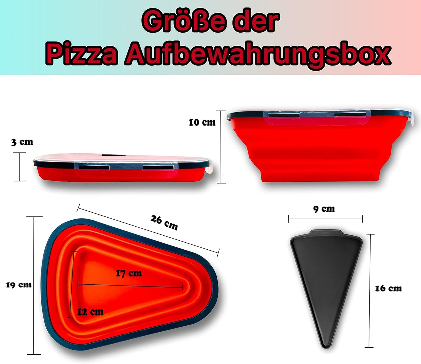 GLLOREE Faltbare Pizzaschachtel Aus Silikon, wiederverwendbare Lunchbox, BPA frei