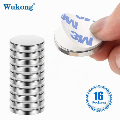 Wukong Schwarz Neodym Magnete Selbstklebend Extra Stark 20x3mm | 6 Stück, Mini Runde Magnete Heavy Duty für Magnettafel Whiteboard Kühlschrank