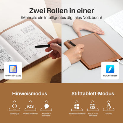 HUION Note X10 Zeichentablett - kabelloses Bluetooth-Notizbuch für Notizen, Digitale Kunst und Meetings