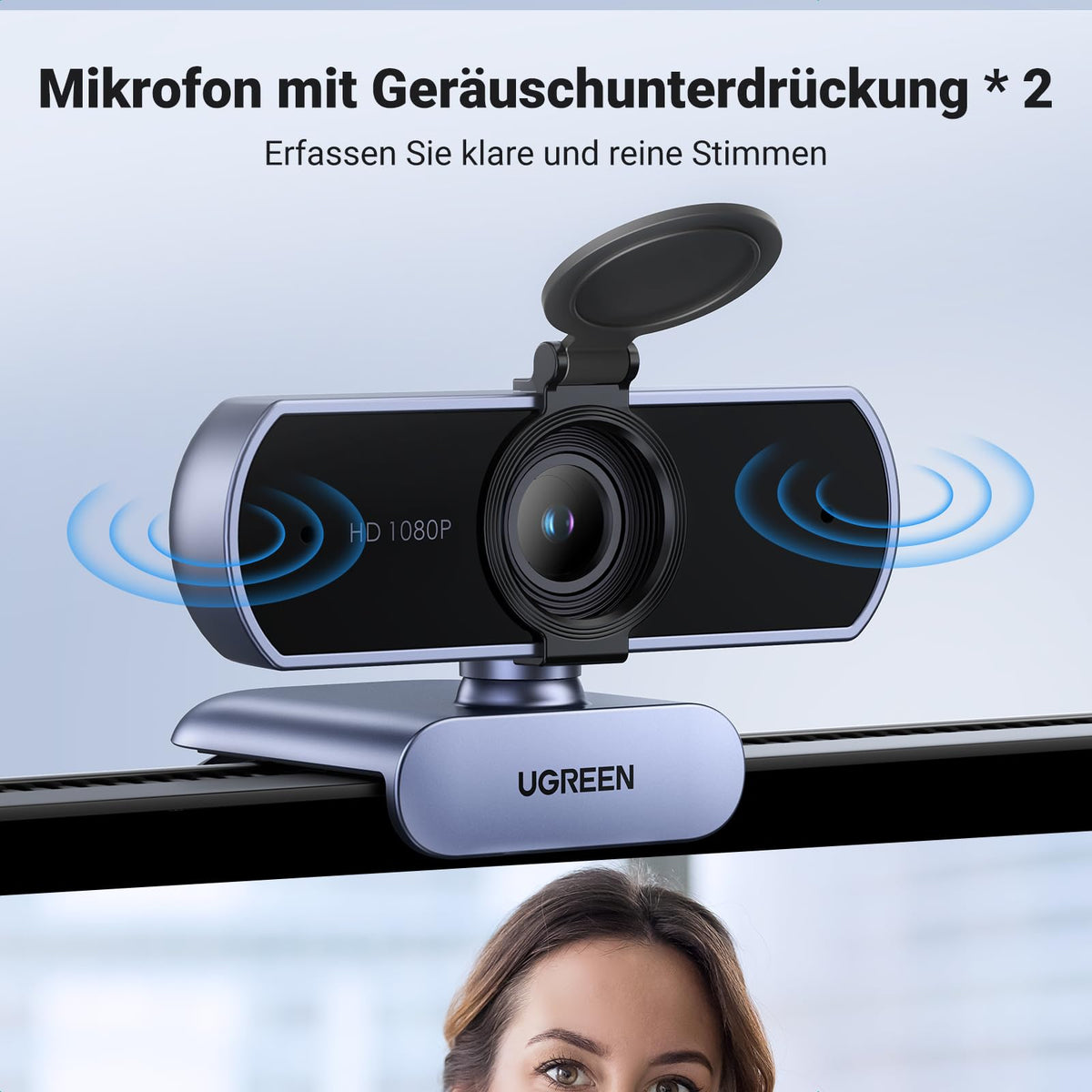 UGREEN FineCam Lite 1080P, Dual-Mikrofon, Fixfokus, mit Privacy Cover