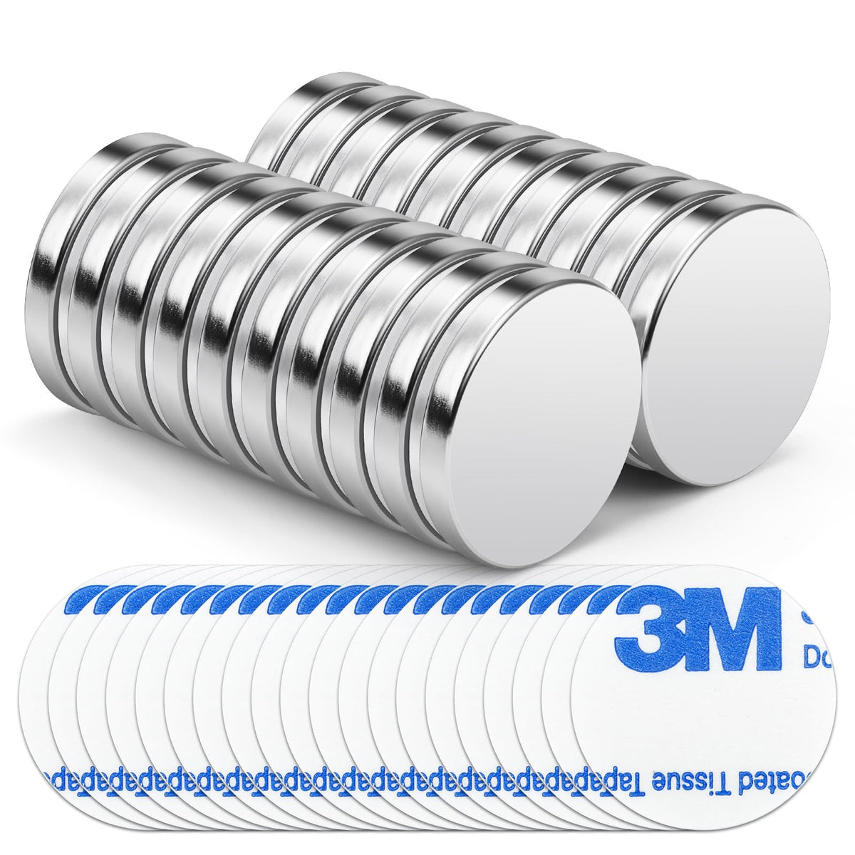 Wukong Schwarz Neodym Magnete Selbstklebend Extra Stark 20x3mm | 6 Stück, Mini Runde Magnete Heavy Duty für Magnettafel Whiteboard Kühlschrank