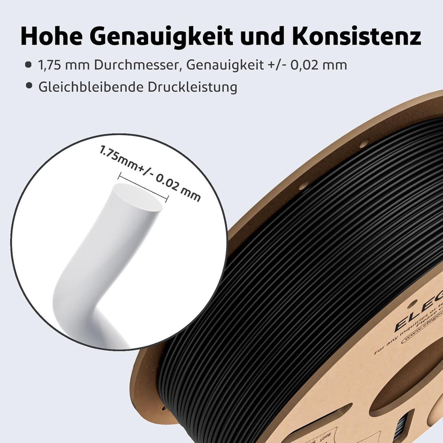 ELEGOO PLA Filament 1.75mm Schwarz 1KG