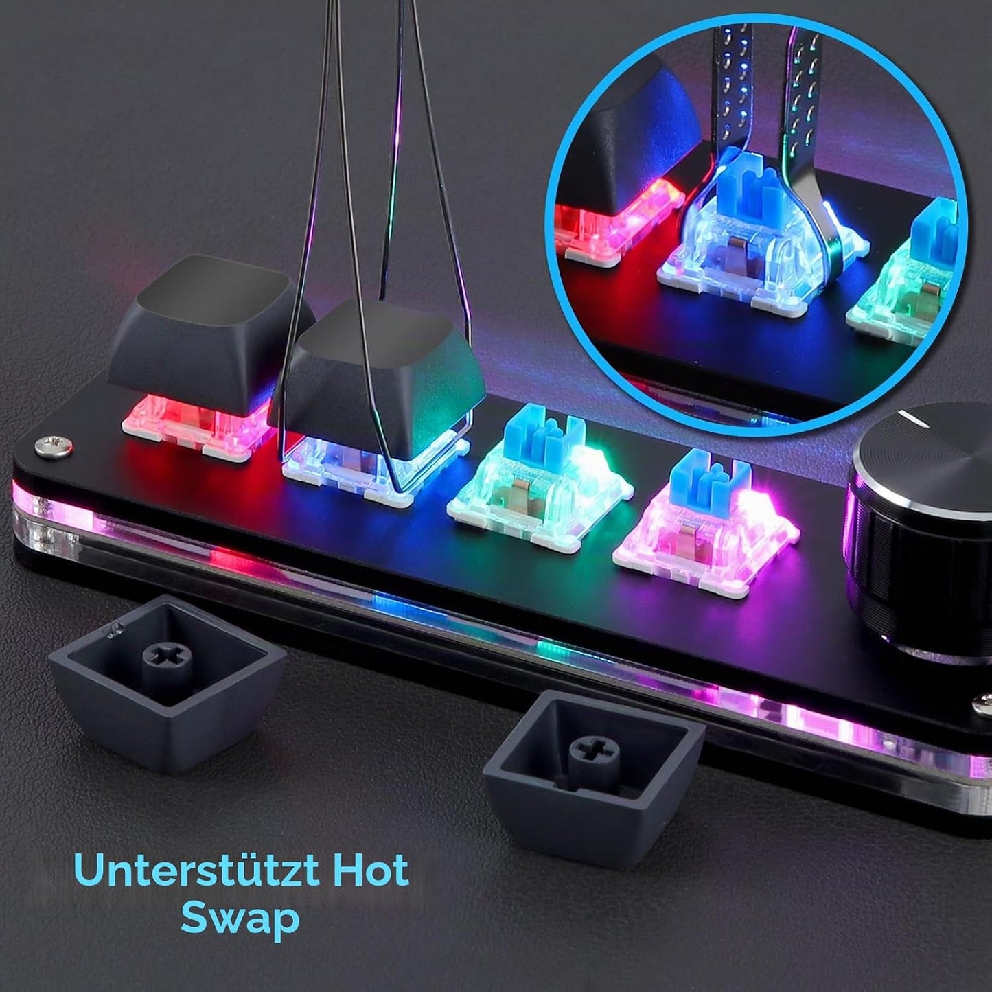 Koolertron 4 Tasten Programmierbare Tastatur Tragbar Mini mit Drehknopf