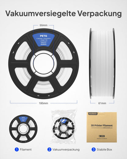 ELEGOO PETG Filament 1,75 mm Grau 1 KG