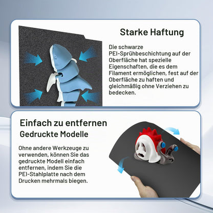 IdeaFormer Doppelseitig Schwarz Texturiert PEI Federstahl-Druckplatte alle Größen