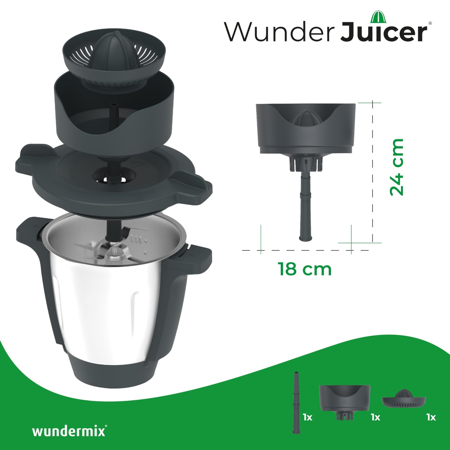 Wundermix - WunderJuicer® Saftpresse für Thermomix TM6, TM5 & TM31 • Zitruspresse & Entsafter • Made in Germany