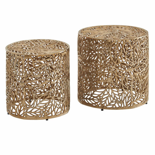 Beistelltisch 2er Set Aluminium Gold Design Satztisch Metall Rund