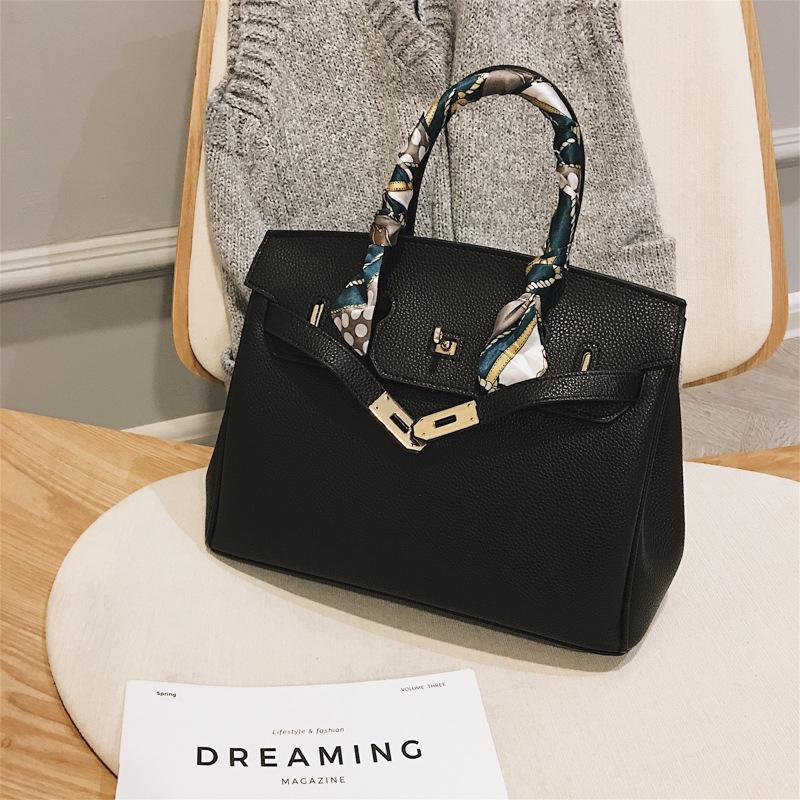 Frauen Taschen Mode Lychee Muster Platin Tasche Hand Schulter Diagonal Weibliche Tasche schwarz