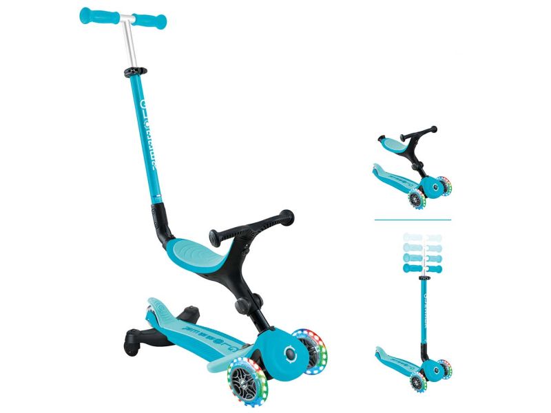 GLOBBER Scooter Go-Up-Active-Lights 360 3in1, blau mit Leuchtrollen