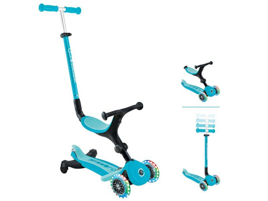 GLOBBER Scooter Go-Up-Active-Lights 360 3in1, blau mit Leuchtrollen