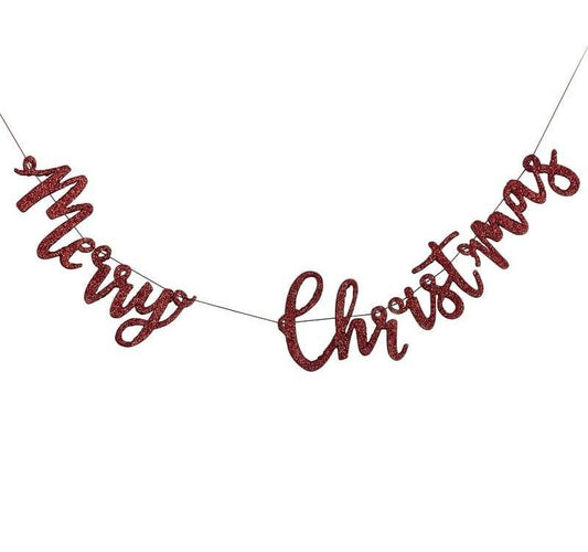 Holz Girlande Merry Christmas rot