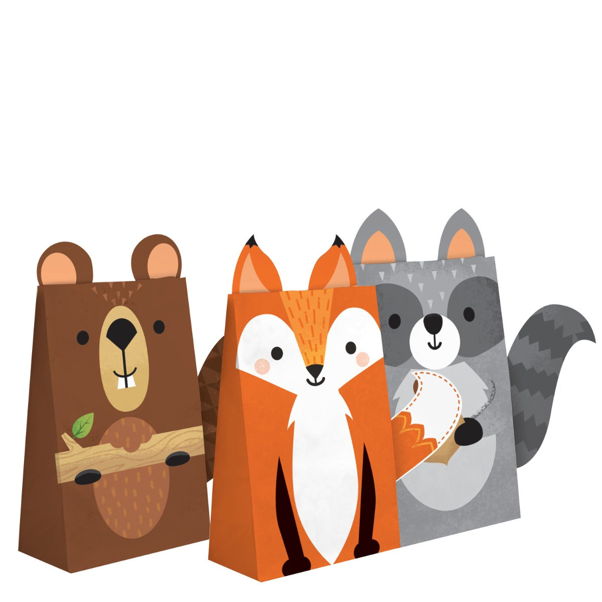 Partytüten Fuchs, Waschbär, Braunbär