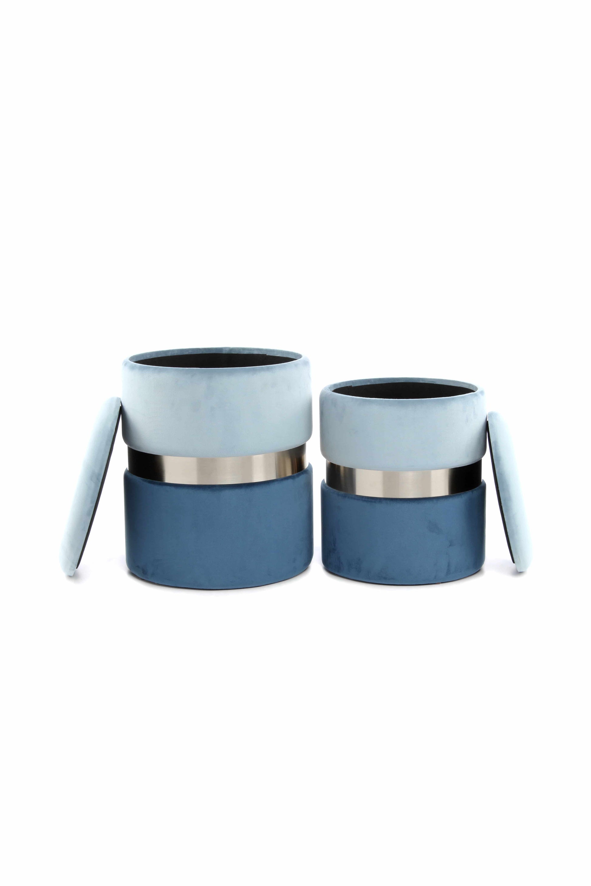 Hocker Zora 125 2er-Set Hellblau / Silber / Blau
