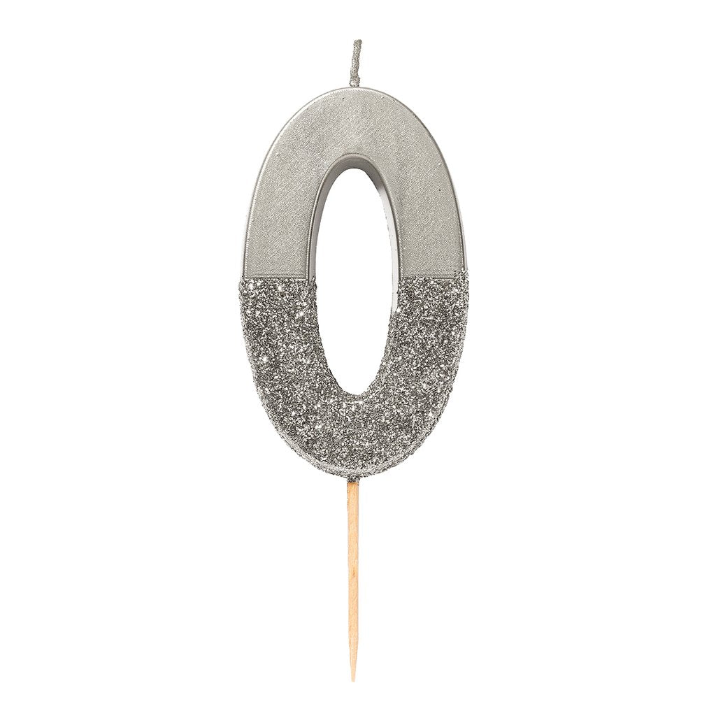 Zahlenkerze silber 0
