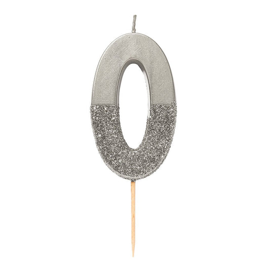 Zahlenkerze silber 0